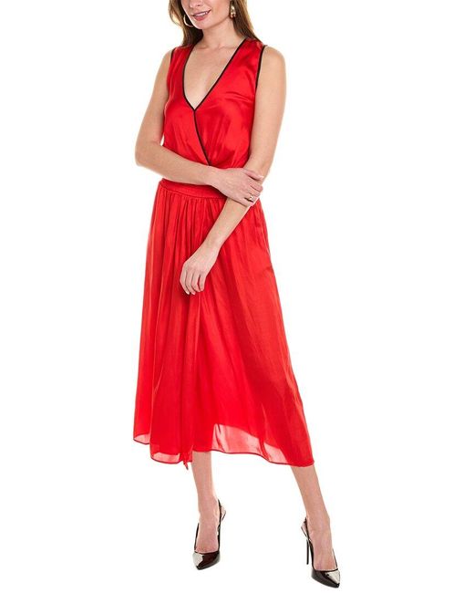 The Kooples Red Surplice Faux Wrap Dress