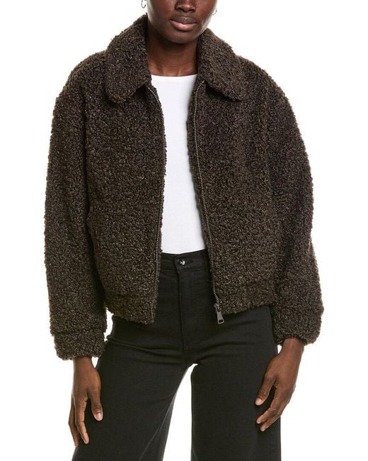 Michael Stars Black Ziggy Shaggy Shearling Jacket