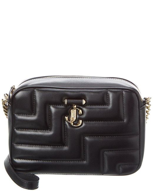 Jimmy Choo Black Varenne Avenue Medium Leather Camera Bag
