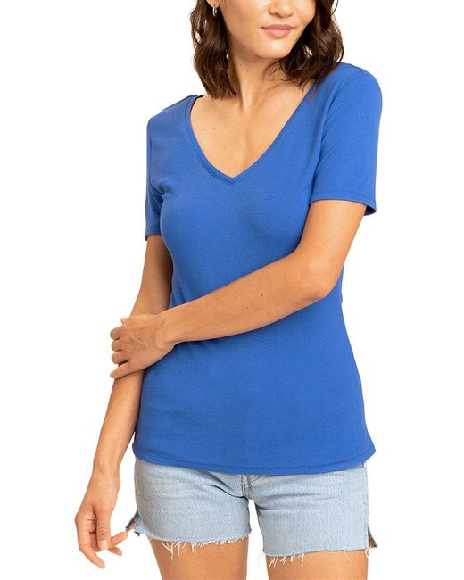 Threads For Thought Blue Darina Feather Rib Slim Top