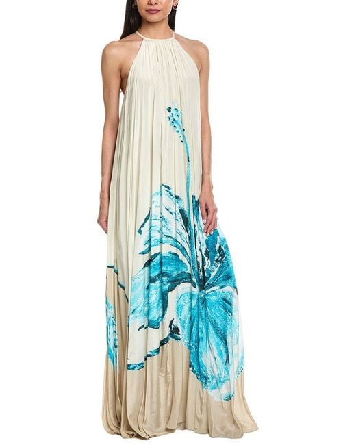 Rococo Sand Blue Flared Maxi Dress