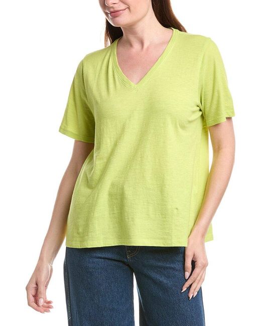 Eileen Fisher Green V-Neck T-Shirt