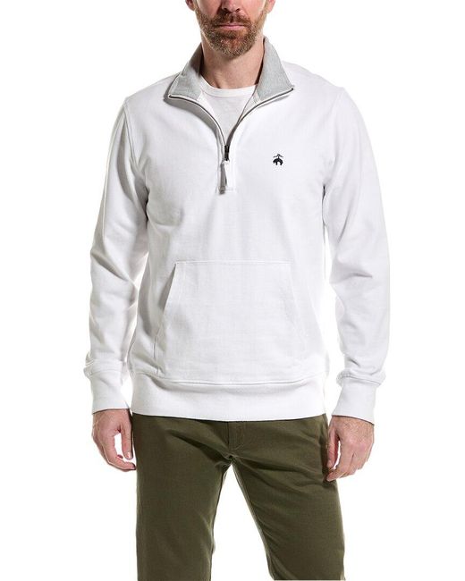 Brooks Brothers White Sueded Jersey 1/2-zip Pullover for men