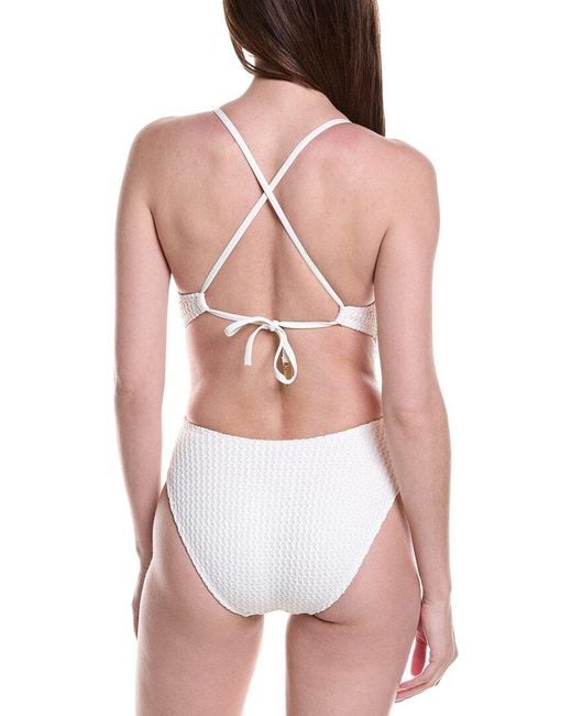 Vince Camuto White V-Neck One-Piece