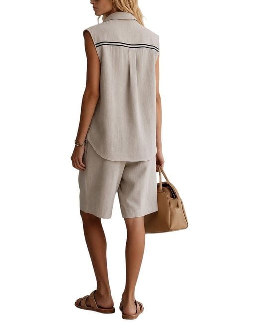 Olivia Taylor Natural Linen Top & Short Set