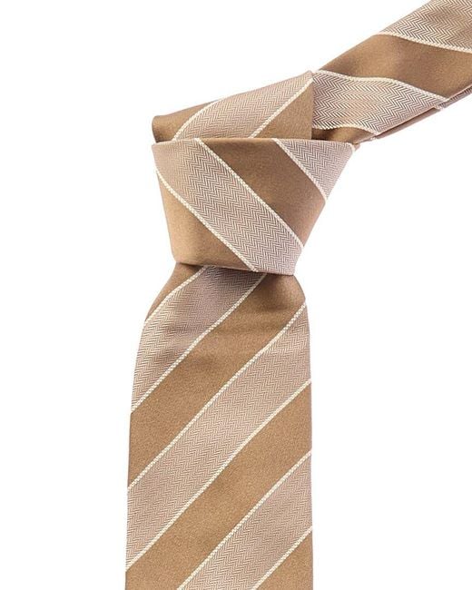 Brunello Cucinelli Natural Stripe Silk Tie for men