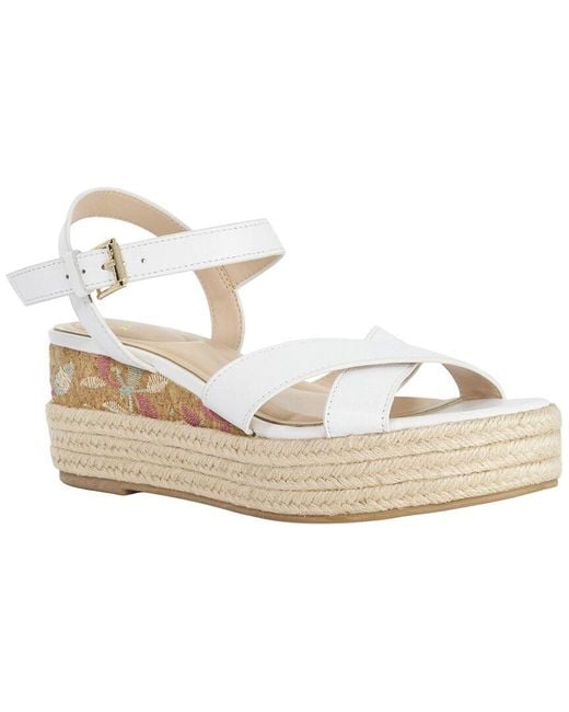 Dune White Kalmias Leather Wedge