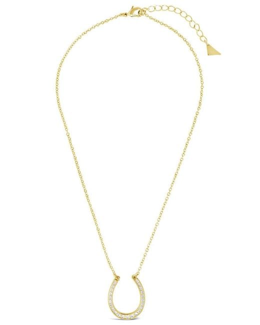 Sterling Forever Metallic 14k Plated Horseshoe Pendant Necklace