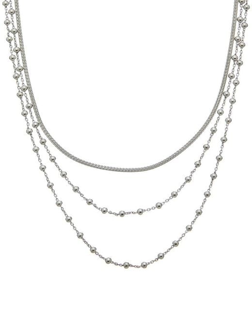Italian Gold Over Silver White 18K Plated Multi Strand Necklace