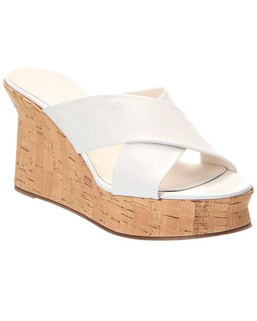 Ferragamo White Ant 70 Leather Sandal