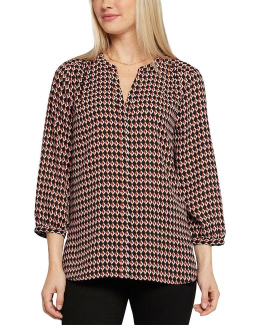 NYDJ Red Pintuck Blouse