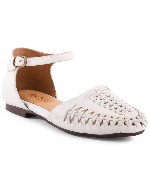 Seychelles White Crimson Leather Flat