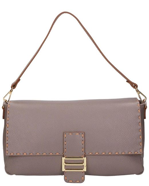 Chiara Ferretti Gray Leather Shoulder Bag