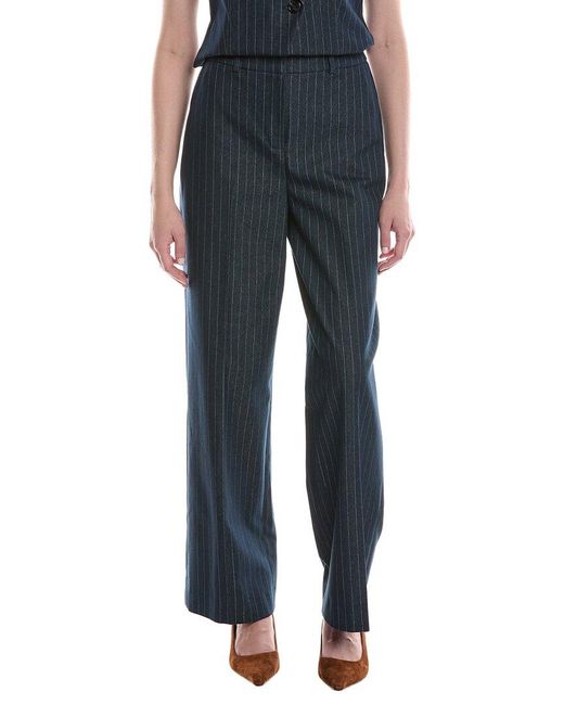 Kenneth Cole Blue Pleated High-Rise Wide Leg Pant