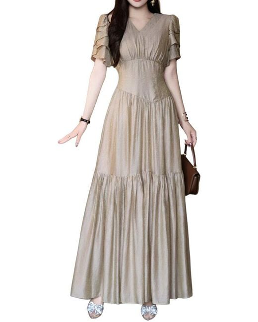BURRYCO Multicolor Short Sleeve Maxi Dress