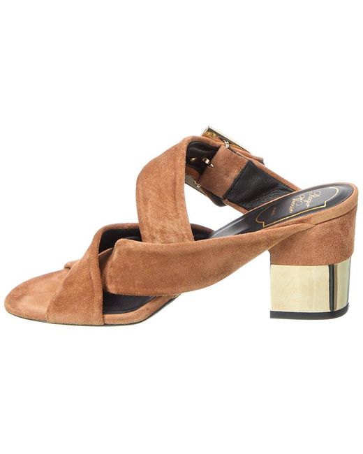 Roger Vivier Brown Podium Suede Sandal