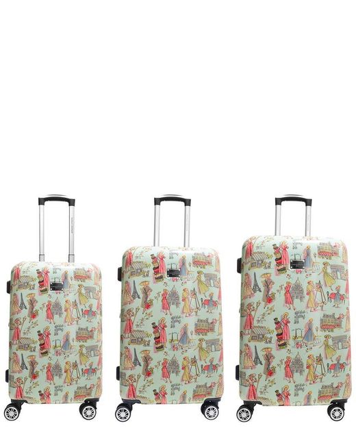Adrienne Vittadini Metallic Paris Ladies Collection 3pc Hardcase Luggage Set