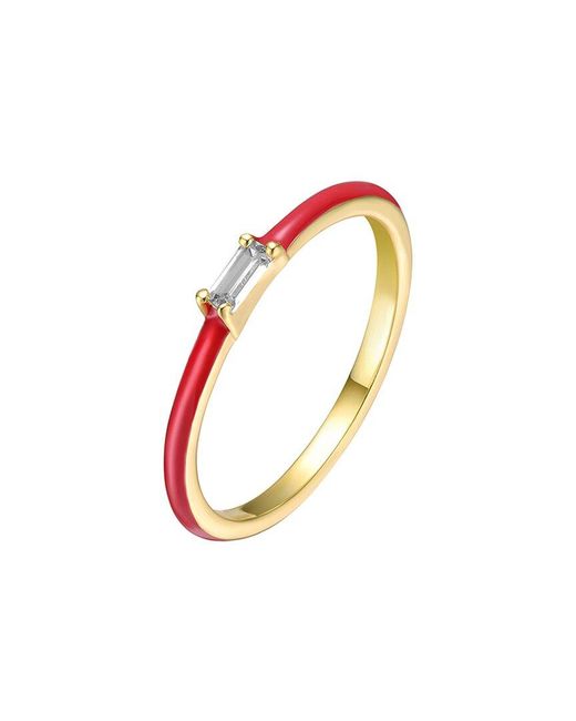 Rachel Glauber White 14k Plated Cz Stackable Ring