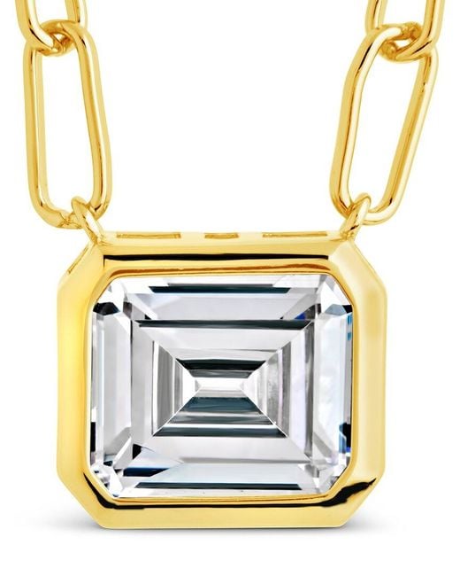 Sterling Forever Metallic 14K Plated Cz Camille Bezel Necklace