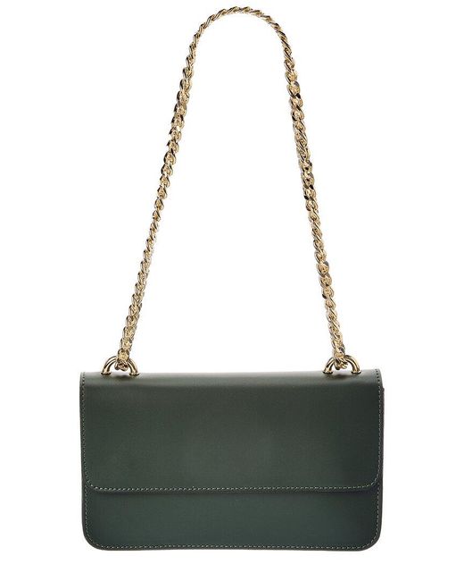 Italian Leather Green Tess Leather Crossbody Bag