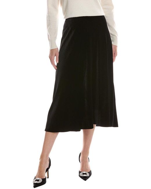 Anne Klein Black Pull-On Bias Flared Skirt