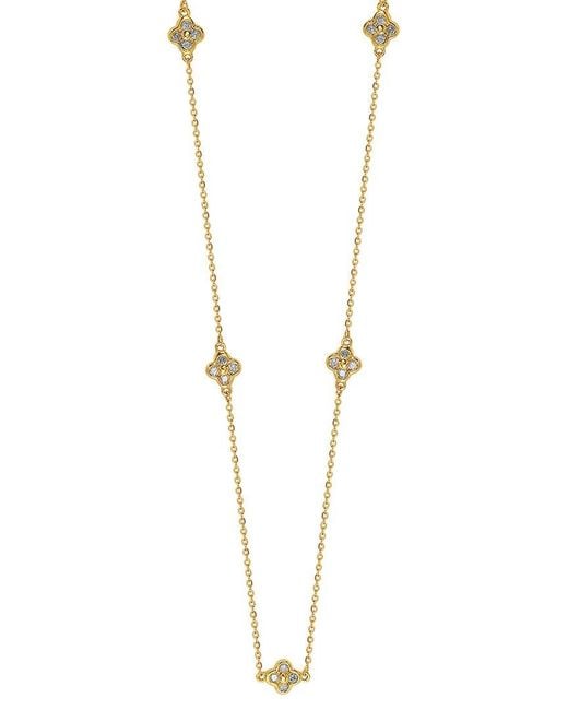 Suzy Levian Metallic 14k 0.40 Ct. Tw. Diamond Clover By The Yard Necklace