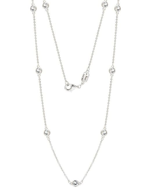 Suzy Levian White 0.02 Ct. Tw. Diamond & Topaz Station Pendant