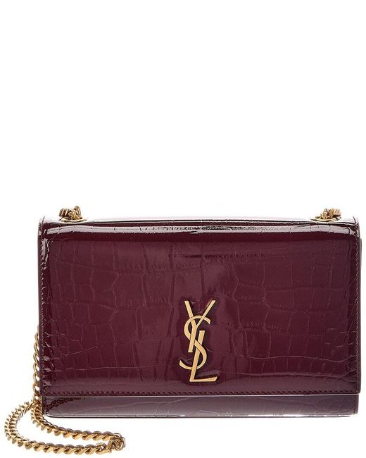 Saint Laurent Purple New Kate Small Patent Wallet On Chain