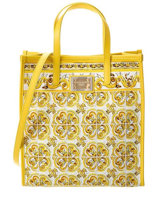 Dolce & Gabbana Dg Large Canvas & Leather Shopper Tote in Yellow Lyst UK