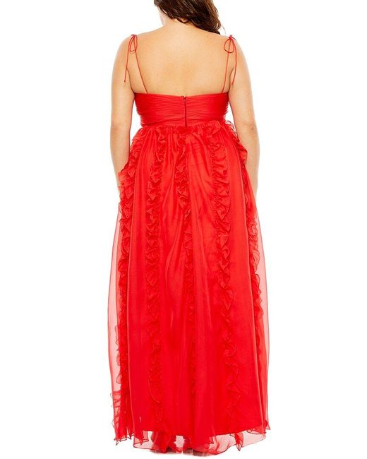 Mac Duggal Red Plus Keyhole Chiffon Gown