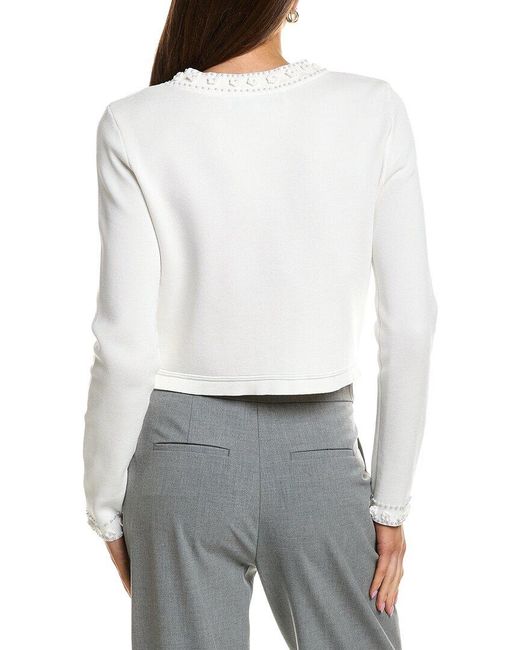 Endless Rose White Flower & Pearl Trim Knit Cardigan