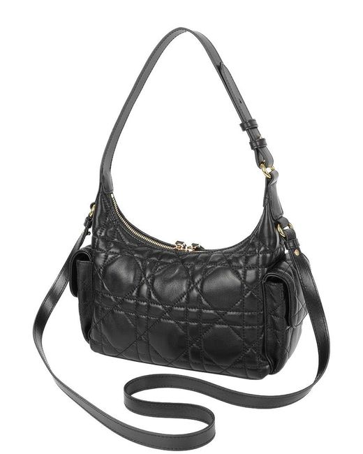 Tiffany & Fred Paris Black Quilted Lambskin Leather Shoulder Bag