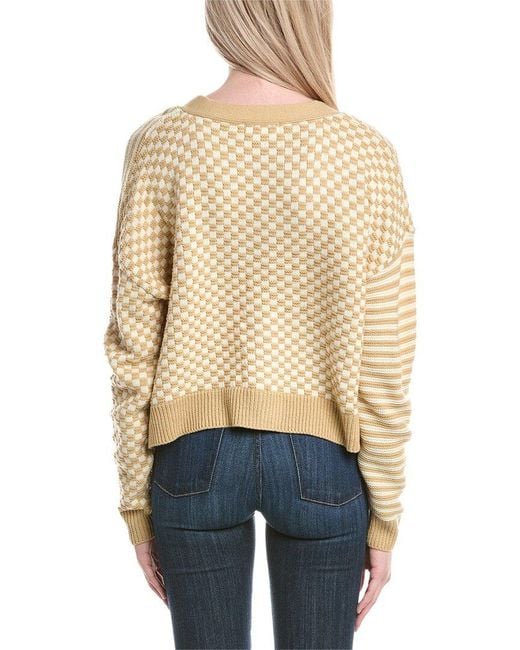 LaBiz Blue Dropped-Shoulder Wool-Blend Cardigan