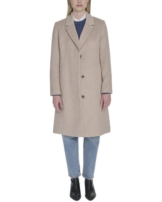 Cole Haan Natural Slick Wool-Blend Coat