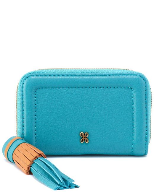 Hobo International Blue Nila Small Zip Around Leather Wallet
