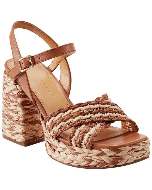 Marc Fisher Brown Juliey Leather-Trim Sandal