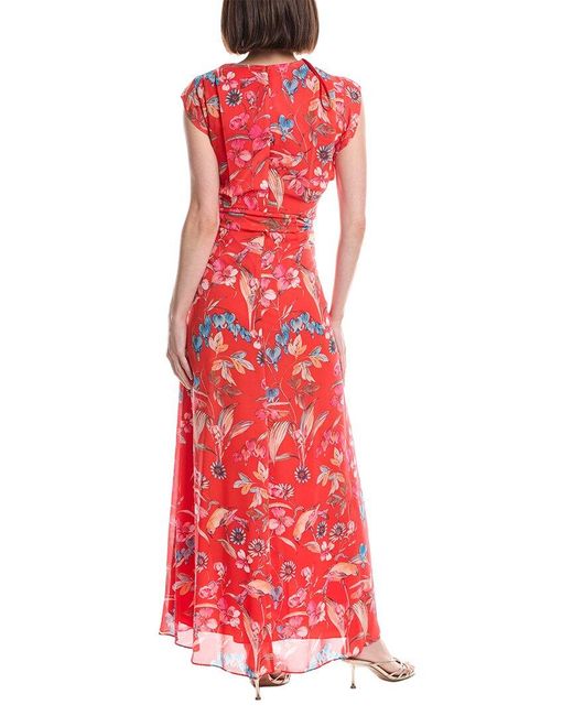 Eliza J Red Sleeveless Printed Midi Dress