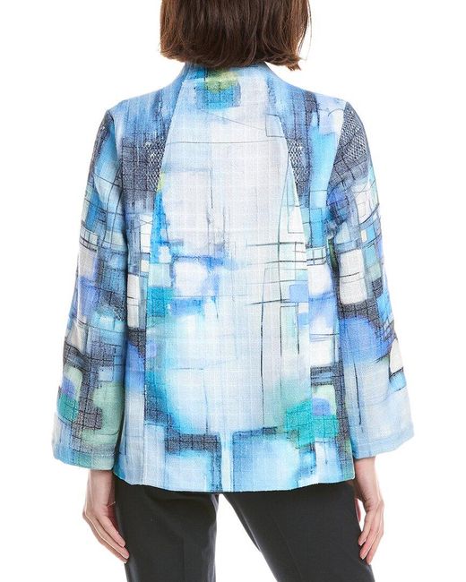 Lemon Grass Blue Print Blocked Blazer