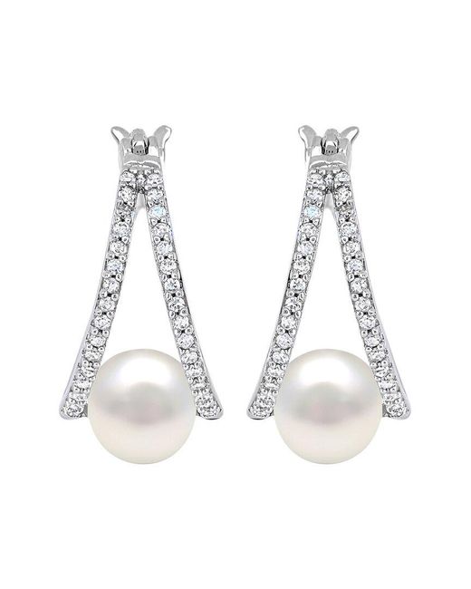 Pearls White Pearl & 6Mm Pearl Hoop Earrings