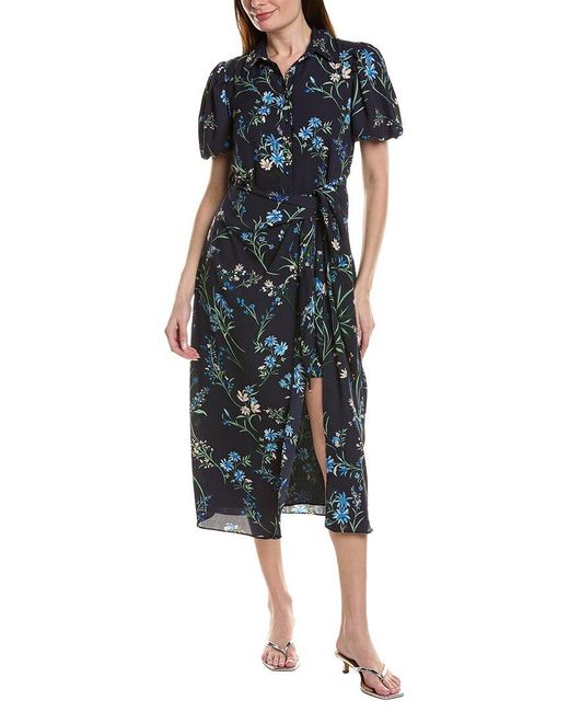 Cece Blue Wrap Midi Shirtdress