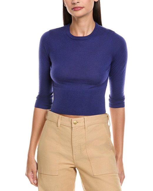 N.Peal Cashmere Blue Crop Cashmere Sweater