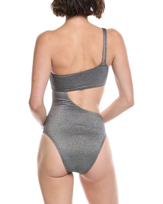 Vitamin A Gray Cosmo One-Shoulder One-Piece