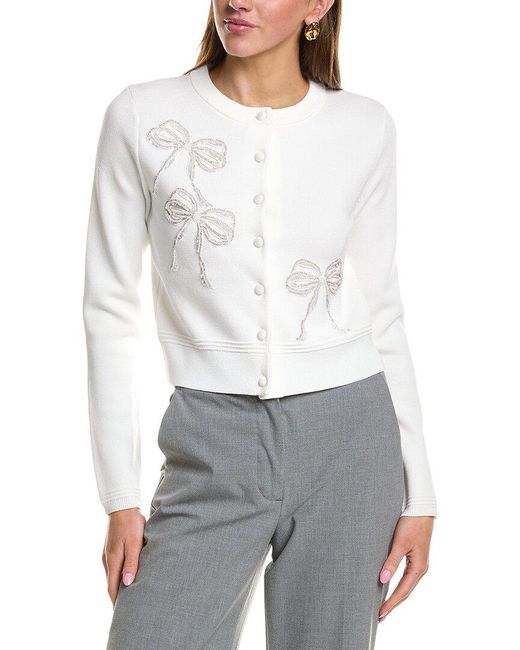 English Factory White Bow Detail Cardigan