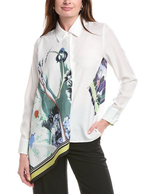 Gracia Blue Scarf Detail Shirt