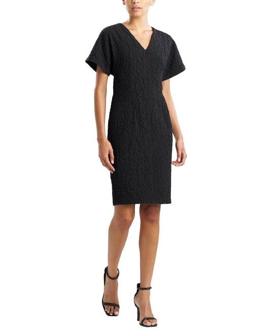 Natori Black Crinkle Dolman Sleeve Dress