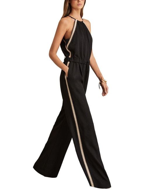 Reiss Black Auden Craft Detail Halter Jumpsuit