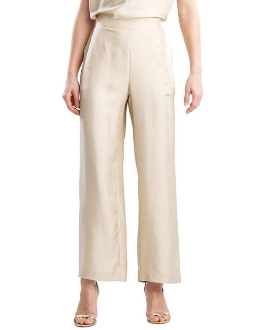 Natori Natural Silk Twill Straight Leg Pant