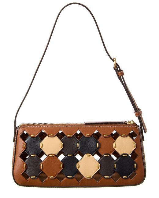 Tory Burch Mcgraw Die Cut Wedge Leather Shoulder Bag in Metallic Lyst