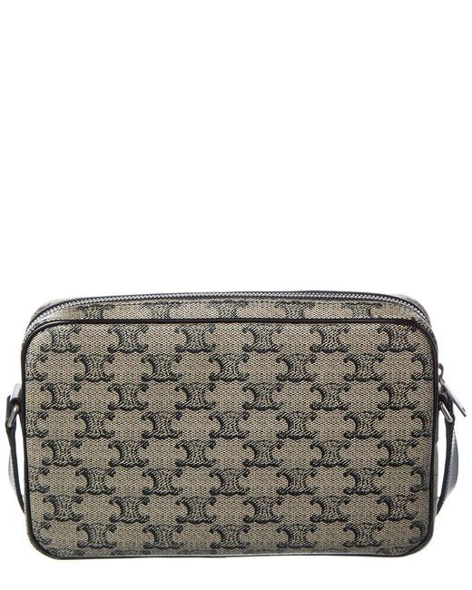 Céline Gray Medium Triomphe Canvas & Leather Camera Bag