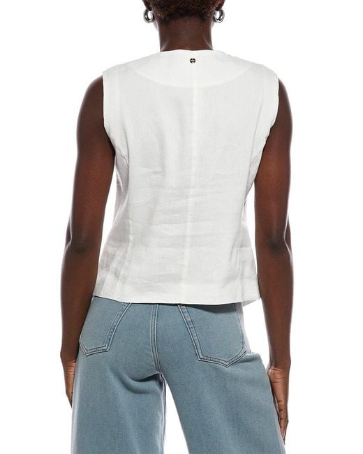 Marc Cain White Linen-Blend Vest